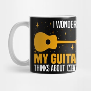 I wonder if my guitar thinks about me too, Musician's Thoughtful Mug